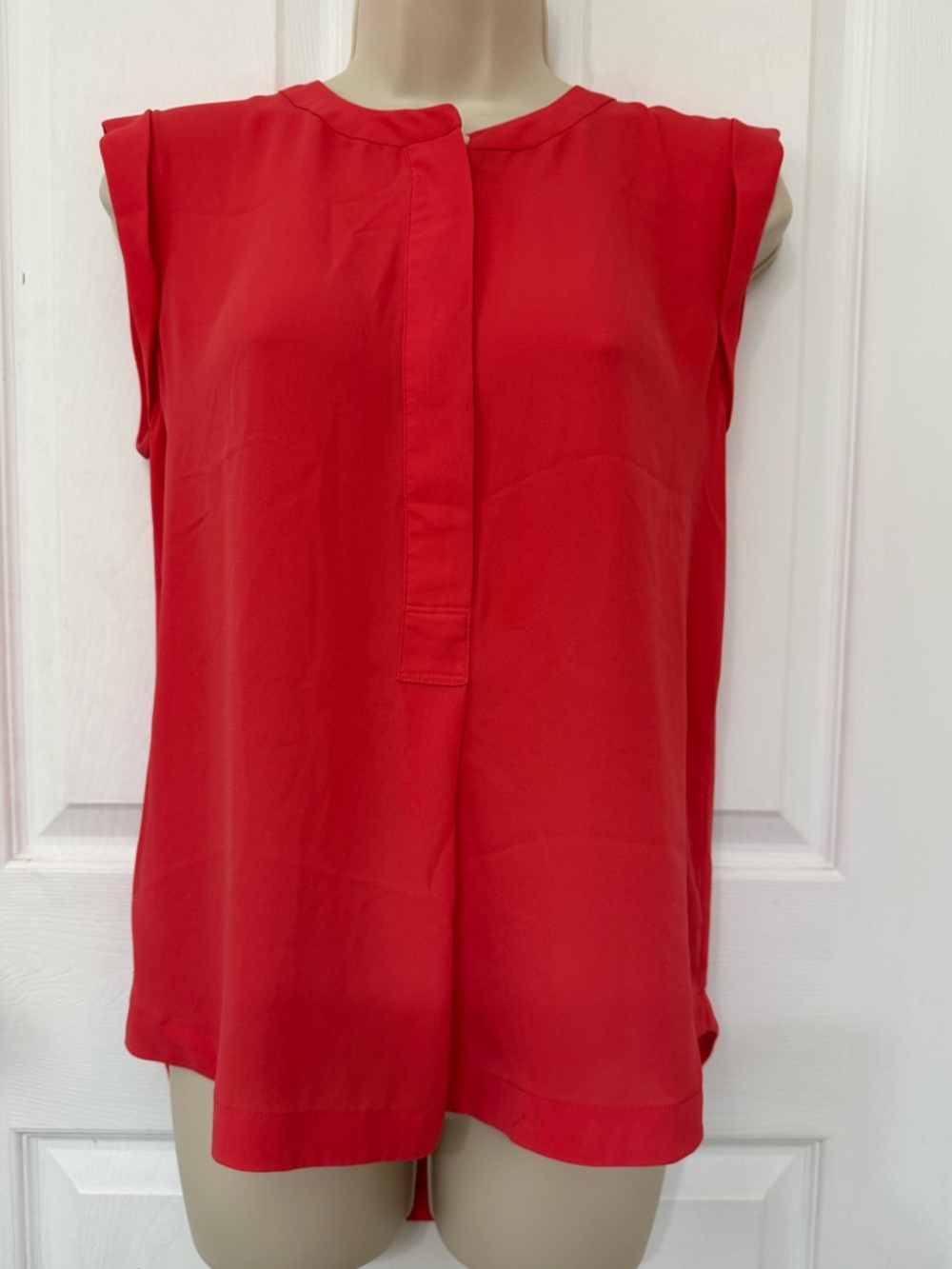 J.Crew Sleeveless Blouse Top Coral Red Drapey Career Size 4